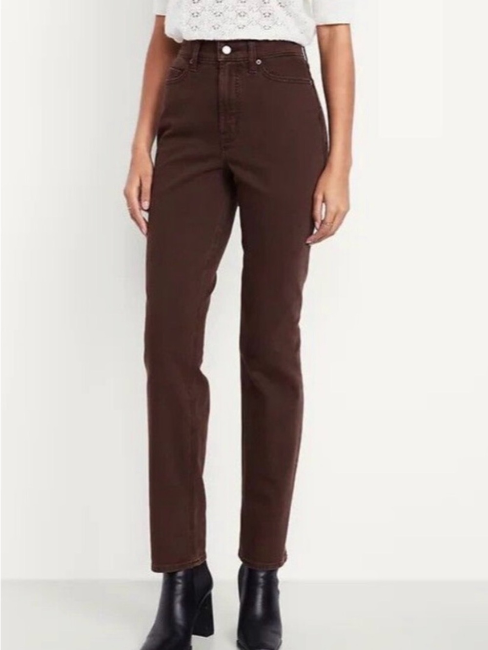 Old Navy Women’s Extra High-Rise Straight Jeans in Earthen Brown